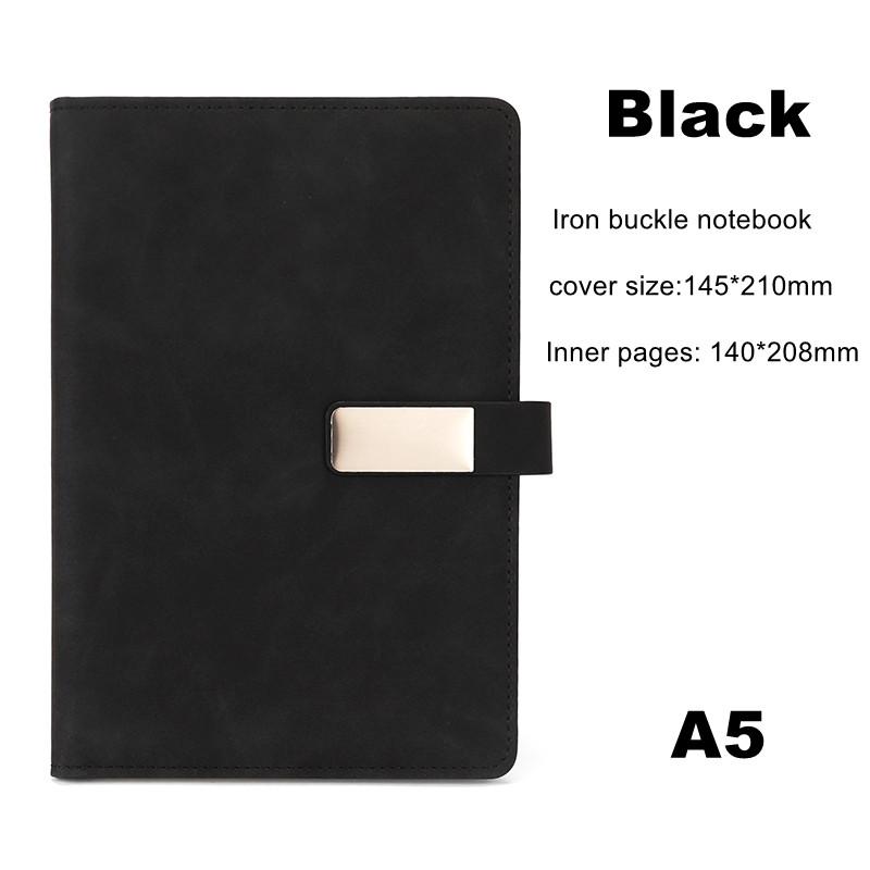 A5 Size Business Notebook with 80g Beige Paper Lined Magnetic Buckle Hard Leather Cover Diary Journal in 6 Designs to Choose