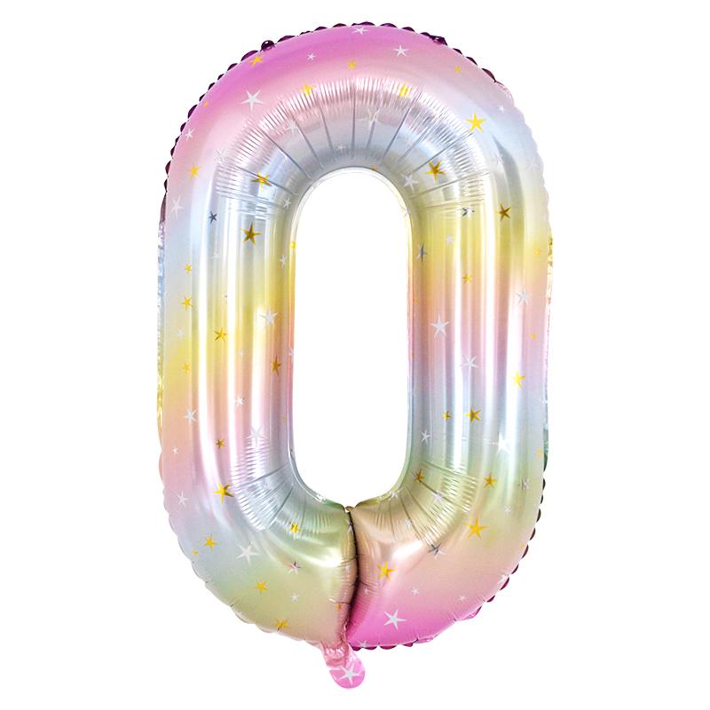 

40-дюймовый градиентный фольгированный воздушный шар с цифрами 0-9, тема единорога, день рождения, гелиевый воздушный шар, украшение для детского душа, подарки для первых детей 40Inch