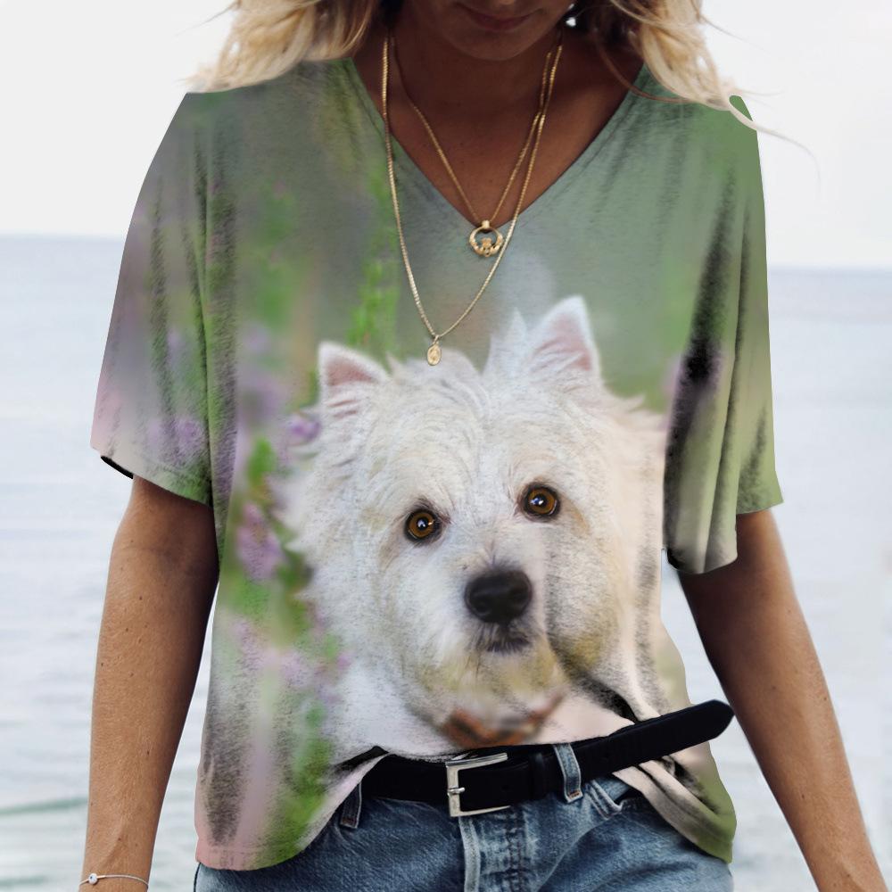 Fashionable Summer Women's V-neck Short Sleeve T-shirt Mandala Print Casual Loose Street Trend Tops Tees
