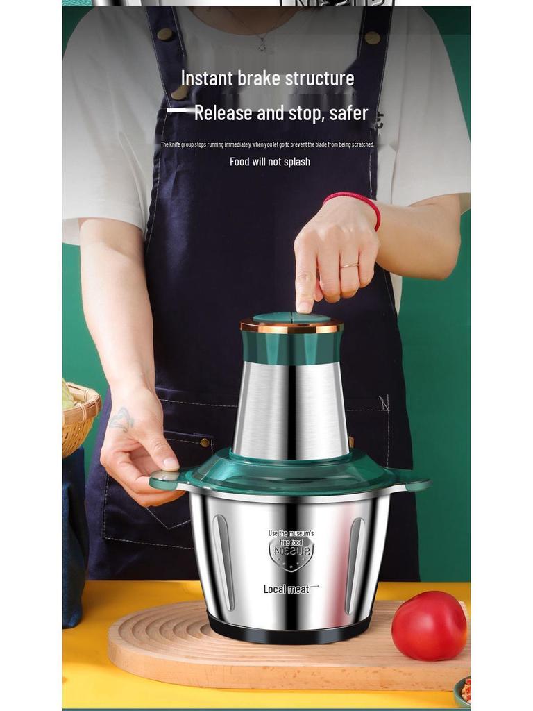 Multifunctional Electric Meat Grinder & Food Processor - Stainless Steel, for Mincing Meat, Garlic, and Vegetables