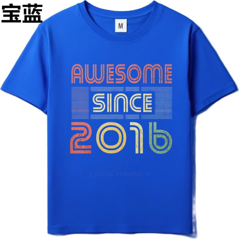 Casual summer For him t shirt Awesome Since 2016 Retro Design Short Sleeve Rock O Neck Teeshirt men cotton tshirt male tops