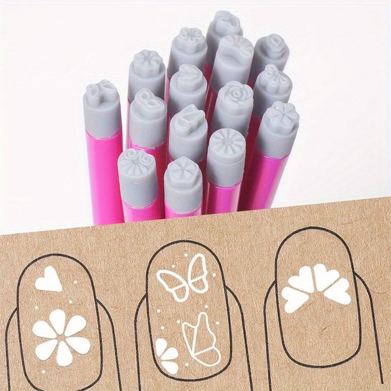 Butterfly Flower DIY Nail Print Pen Transfer Tool 4-piece Set Nail Seal Pen Set, Flower Butterfly Pattern Nail Transfer Printing Tool