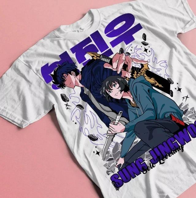 Solo Leveling Anime Sung Jinwoo From The Beginning White Tshirt S