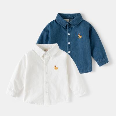 Camicia di jeans per ragazzo 2025 autunno nuova primavera e autunno camicia a maniche lunghe per bambino versione coreana di top per bambini