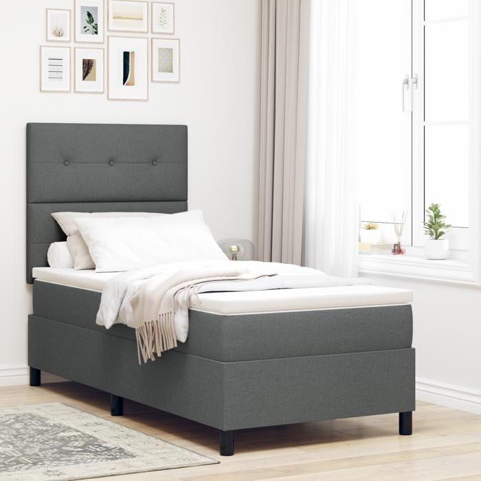 VidaXL Lit box spring avec matelas gris foncé 100x200 cm tissu 3339365