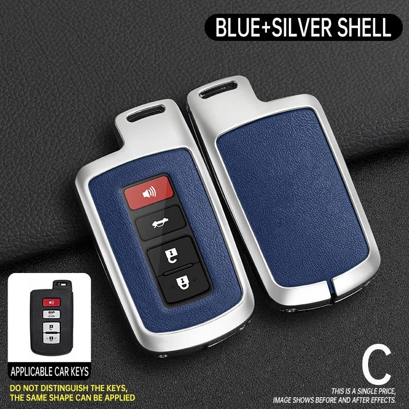 Metal Leather Car Key Case Cover For S0 Prius CHR Aygo Corolla Yaris RAV4 Camry Land Cruiser Highlander Prado Auris Avalon JH0
