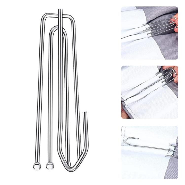20Pieces Stainless Steel Curtain Hook Four Prongs Folding Hook for Stable Shower Curtain Hanging