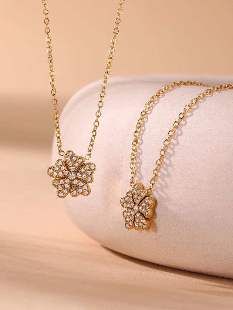Qiong Yao 5A Zircon Heart & Flower Necklace Bracelet Set: Elegant European American Style