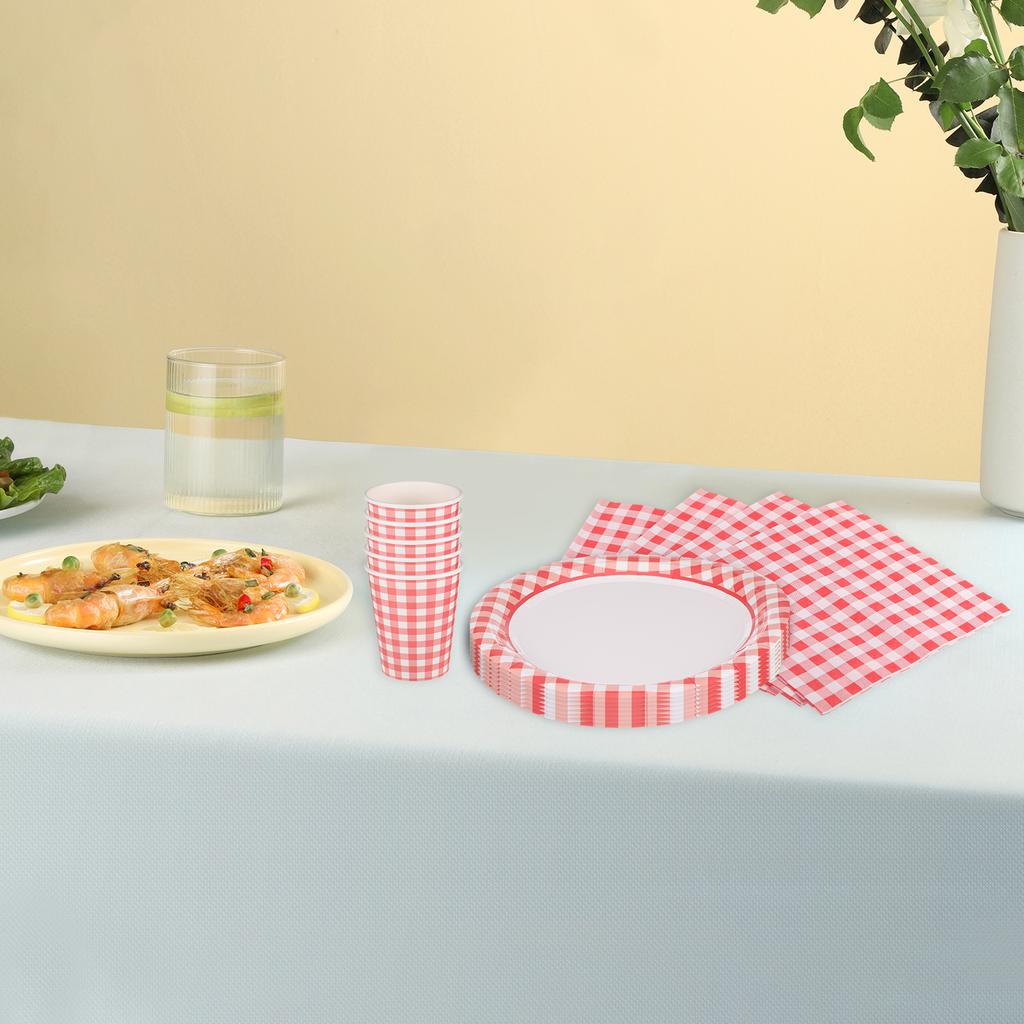 Vibrant Patterns And Bright Colors Disposable Dessert Plates For Party Supplies Paper Plates Gingham