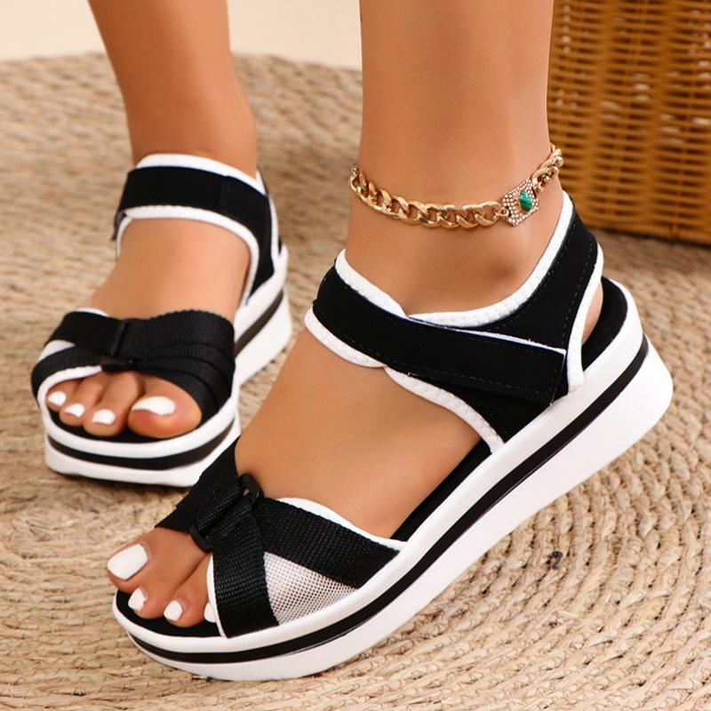 Fashion 2025 summer new European and American foreign trade large size comfortable leisure Velcro wedge sandals
