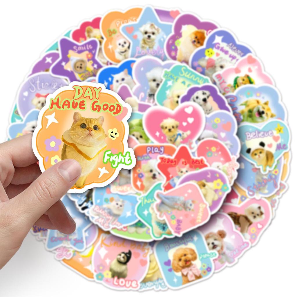 Cute Pet Sticker Pack: 60 Waterproof Cat & Dog Stickers for Journals & Notebooks
