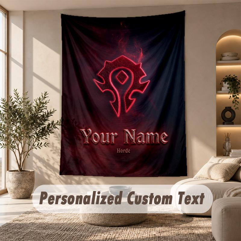 Tapestry Custom Name Text, Wall Hanging Tapestry Home Room DecorWorld of Warcraft