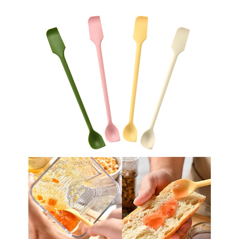 1 st Silikonspatel Värmebeständig Långt Handtag Dubbelsidig Skrapa Med Sked Syltspatlar Kökspryl Kökstillbehör