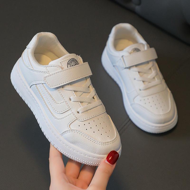 Children's shoes white sneakers leather classmates girls little white shoes elementary school boys board shoes medium and small children