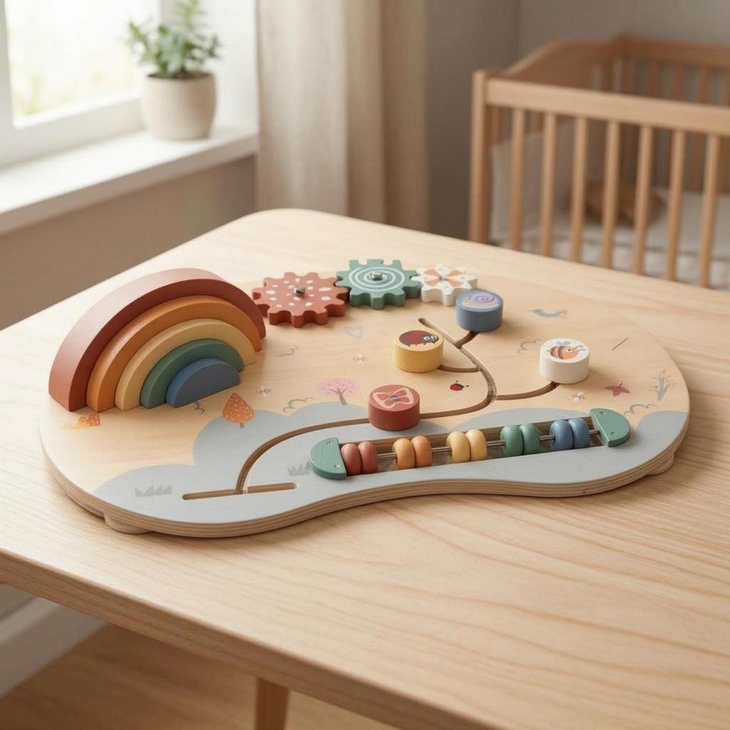 Wooden Busy Board Fine Motor Skills Activity HandEye Coordination