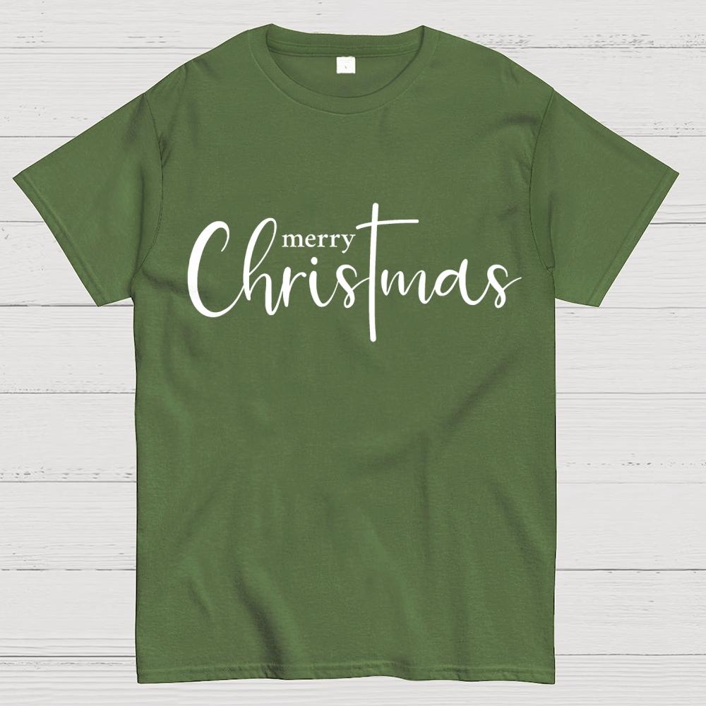 Merry Christmas .Christmas Cross Cotton Summer Casual Cool Loose T-Shirt