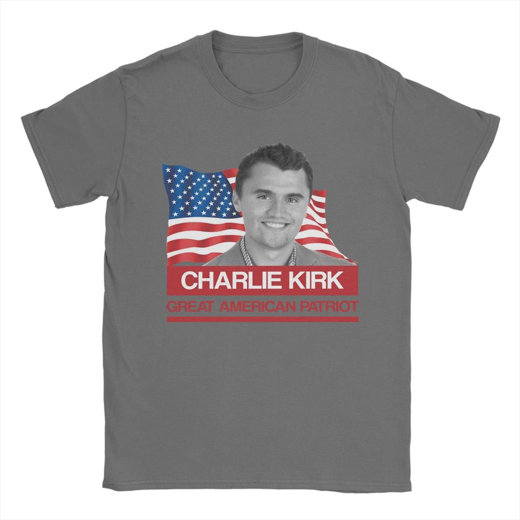 Charlie Kirk T-Shirt für Herren 100% Baumwolle Lustige T-Shirts O-Ausschnitt T-Shirts Kurzarm Kleidung Grafik