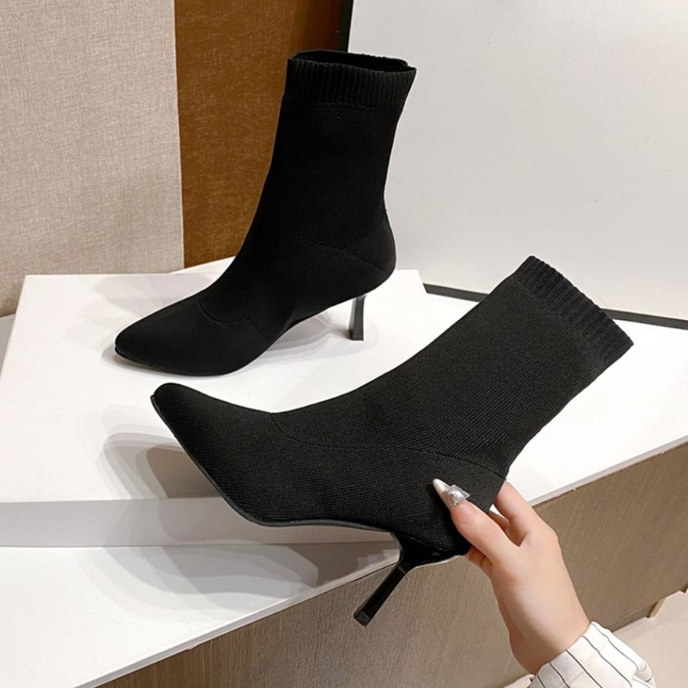 Fashion Sexy Sock Boots Knitting Stretch Boots High Heels for Women Fashion Shoes 2025 Spring Autumn Elegant Comfortable Ankle Boots