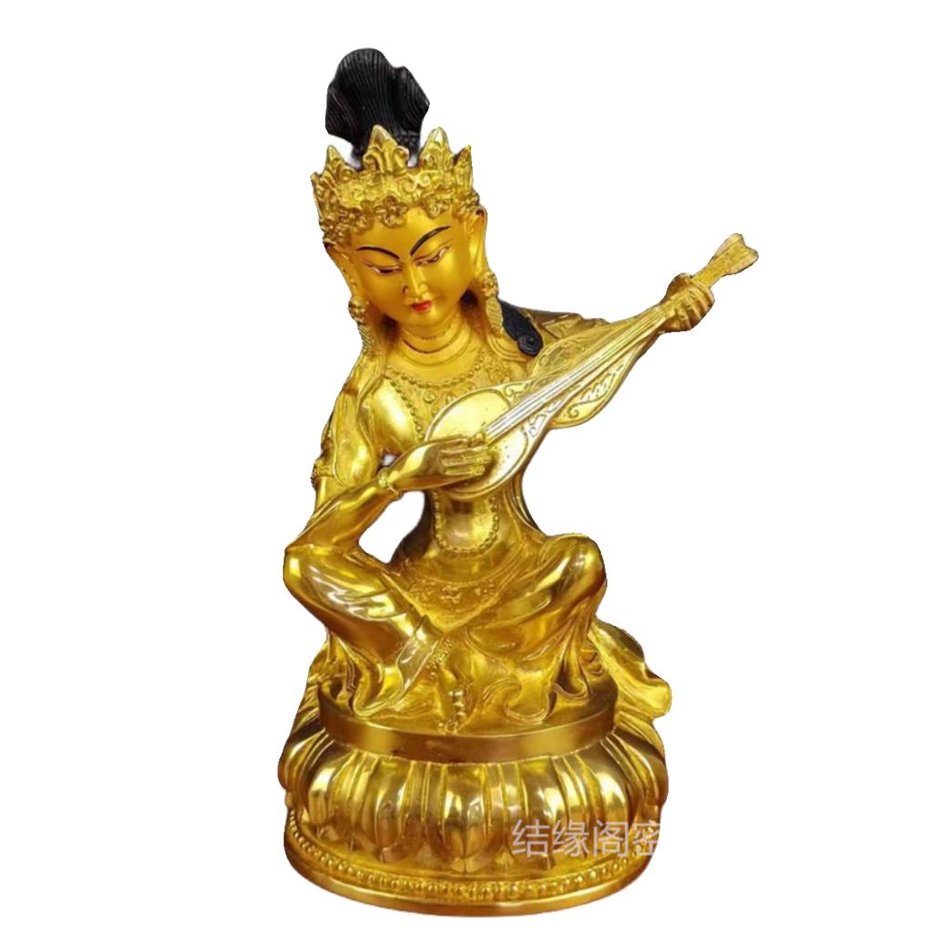 Feng Shui Copper Nepalese Painted Heavenly Female Miaoyin Buddha Mother Home Decor