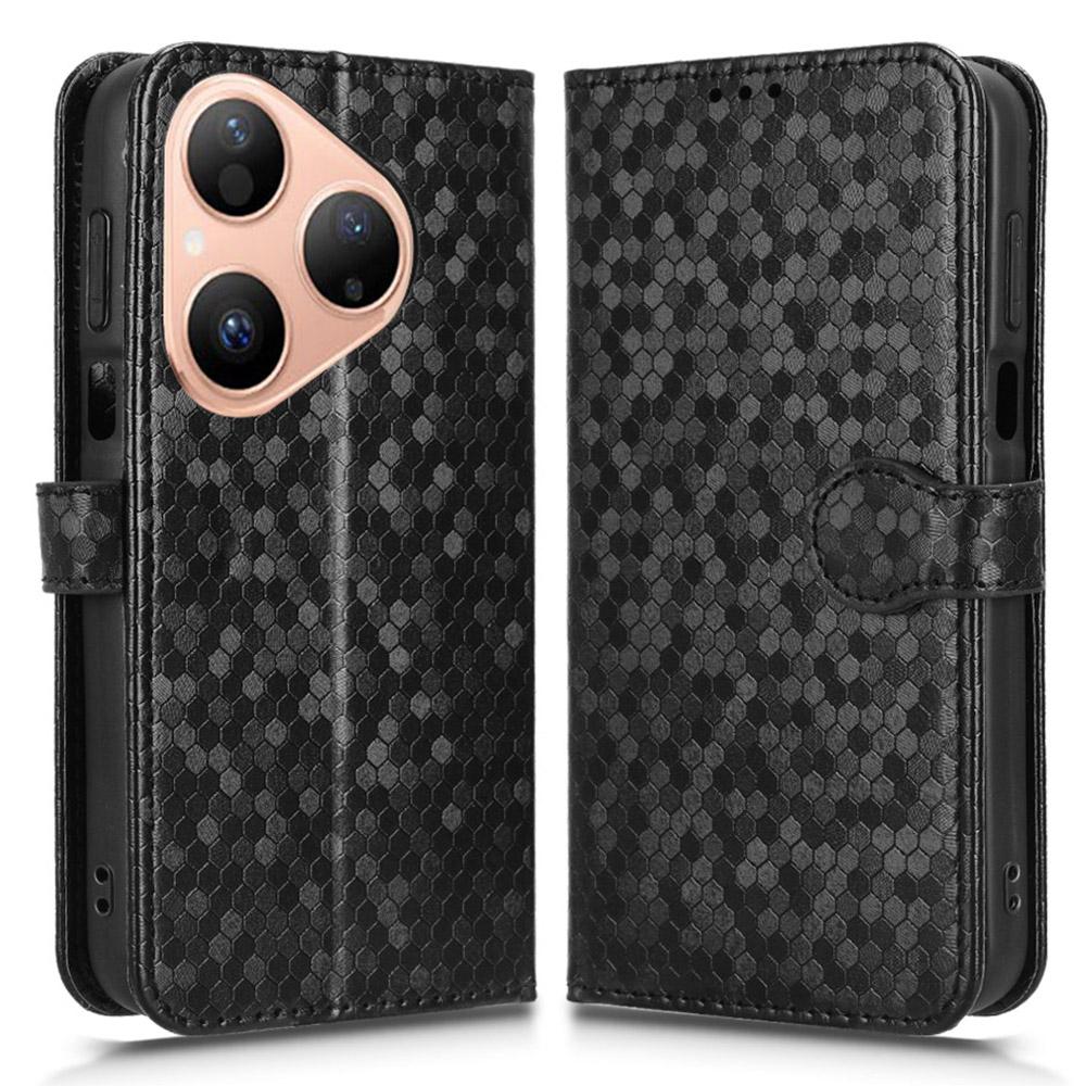 For Huawei Pura 80 Wallet Case Dot Pattern Imprint PU Leather Phone Cover with Wrist Strap