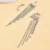 2 Curved Women's Pendant Earrings, Elegant Rhinestone Tassel Long Earrings, Gorgeous Zircon, Date Gift-4019