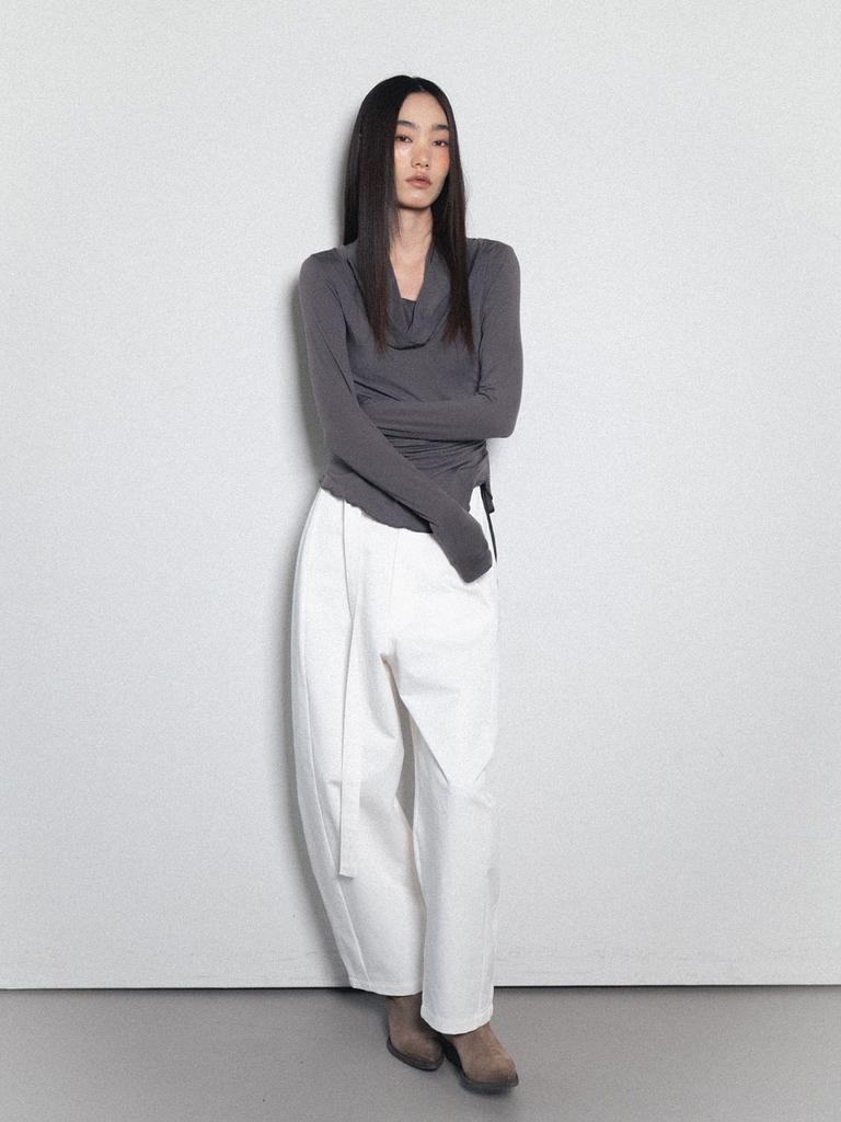 VISUS Cotton Belted Pants_White