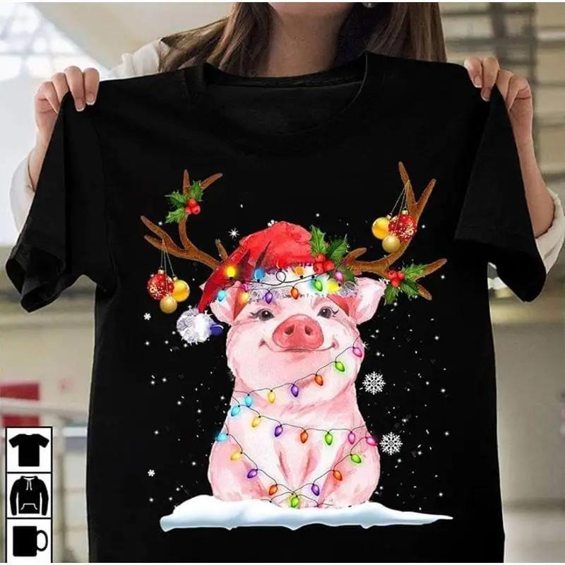 Pig Led Christmas Lights T Shirt Cute