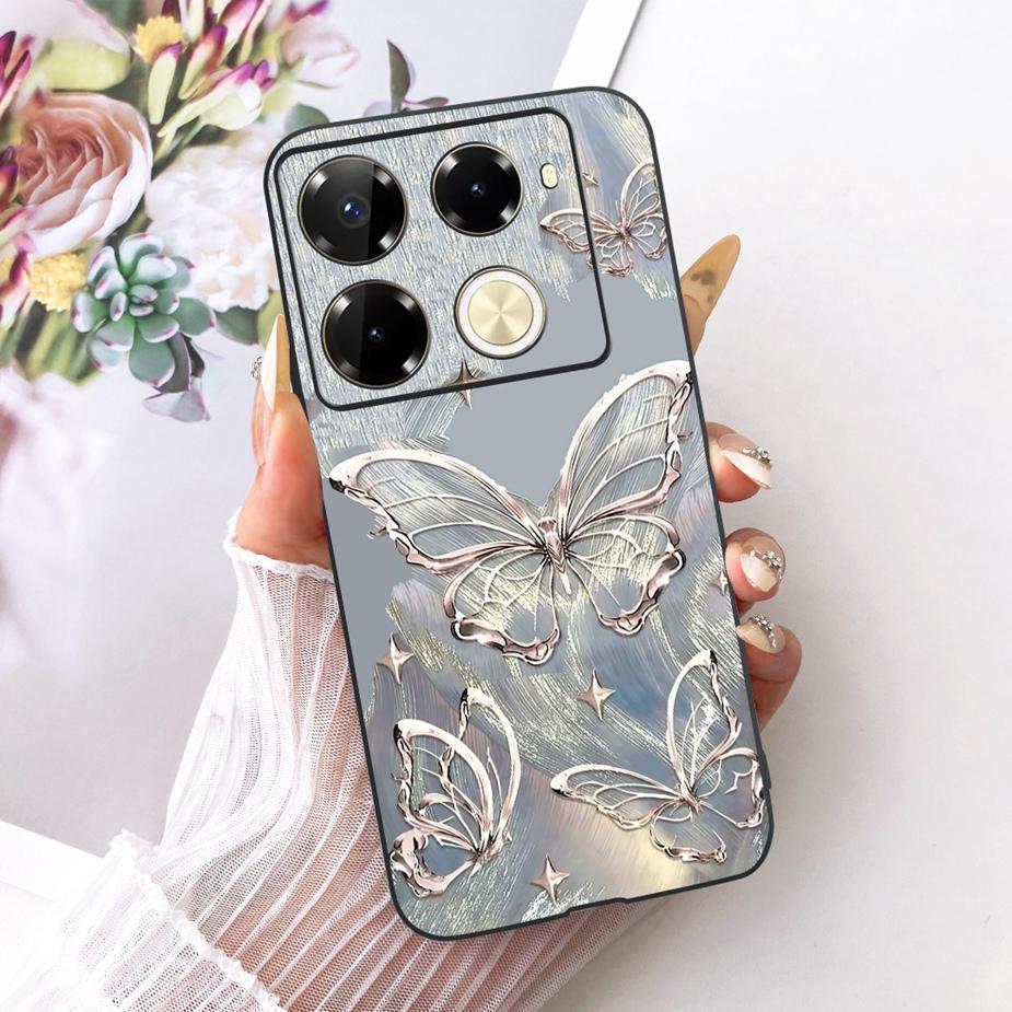 Für Infinix Note 40 40X 5G Hülle X6852 Neue Schmetterlingsbemalte Abdeckung Weiche Silikonhülle Für Infinix Note 40 Pro Plus Note40 X Hülle
