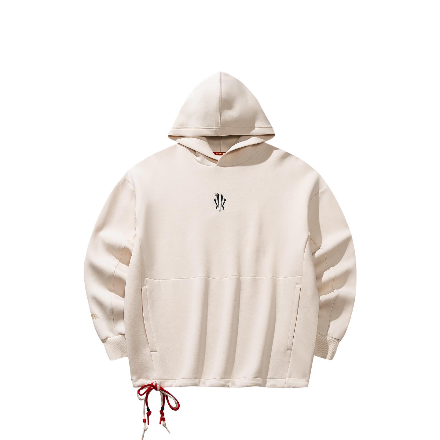 

Anta Kyrie Irving Series Off-White Unisex Loose Hoodie with Minimal Embroidery and Drawstring Hem 172611718S-1 4XL