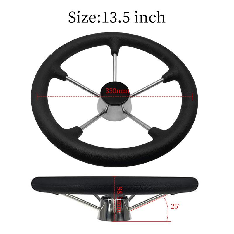 5 Spoke 11/13/15 Inch Stainless Steel Destroyer Steering Wheel Non-Slip Black Foam Surface Boat Accessories