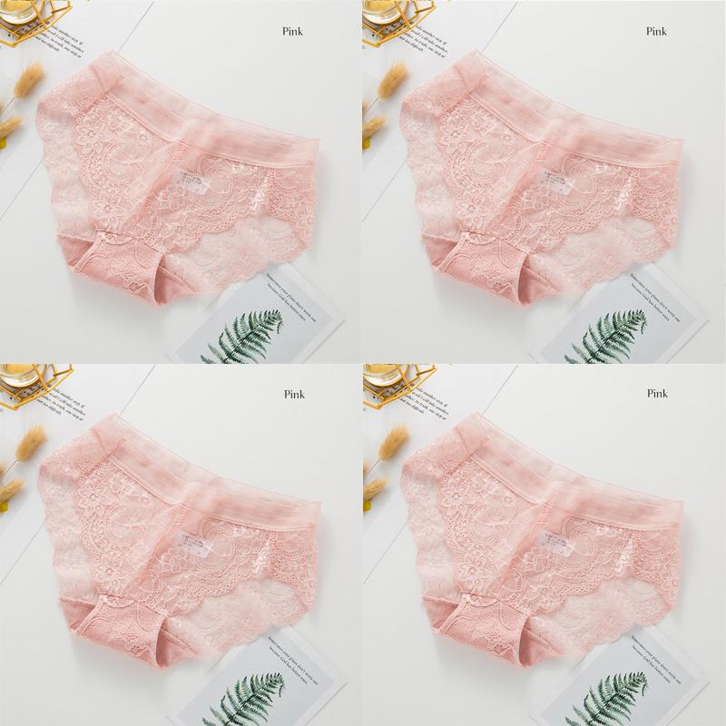 4Pcs Seamless Women Sexy Lace Panties Cotton Breathable Underwear Girls Briefs Low Waist Underpants