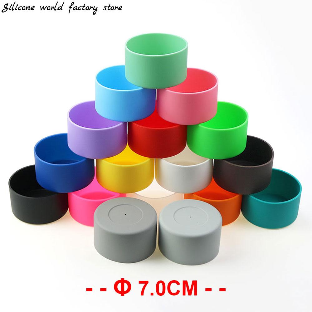 17 Colors 7.0CM Silicone Cup Bottom Cover Heat Insulation Coaster Sleeve Water Cup Cover Sheath 70MM AntiSlip Bottle Sleeve Cup Holders 5