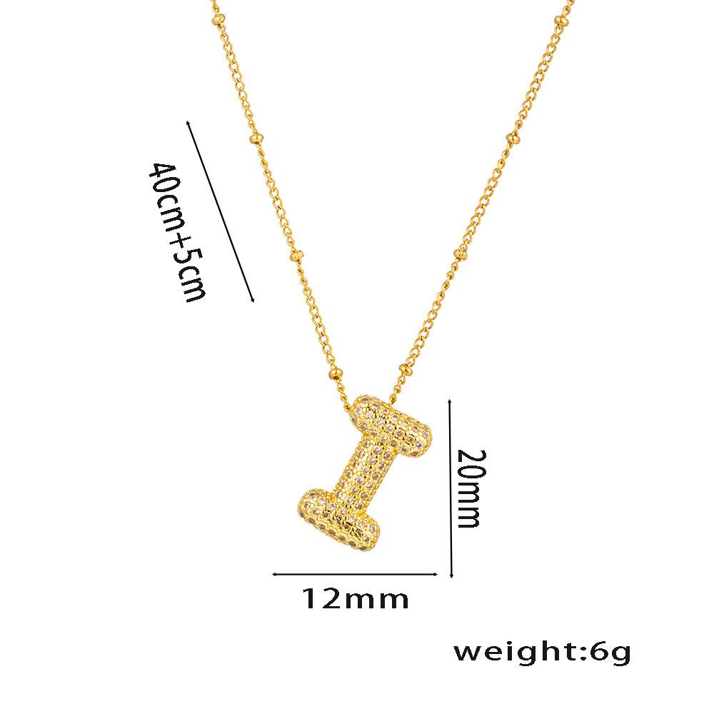 Fashion 26 Bubble Letter Initial Pendant18k Gold Plated Micropaved Full Zirconia Stone Chain Couple Necklace Women Jewelry