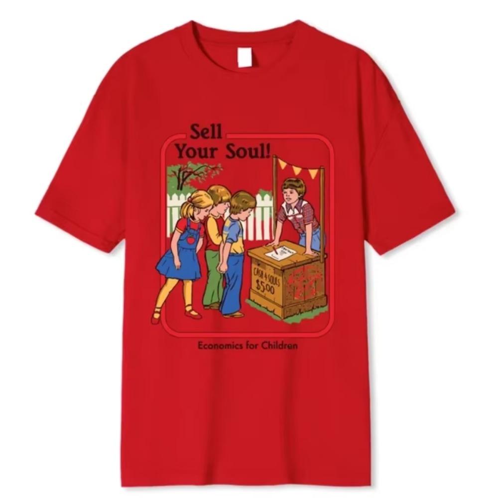 Men's T-shirt Horror Manga " Economics  For Children" Pattern Printed Fashion T-shirt Loose Cotton T-shirt Clothing Street T-s