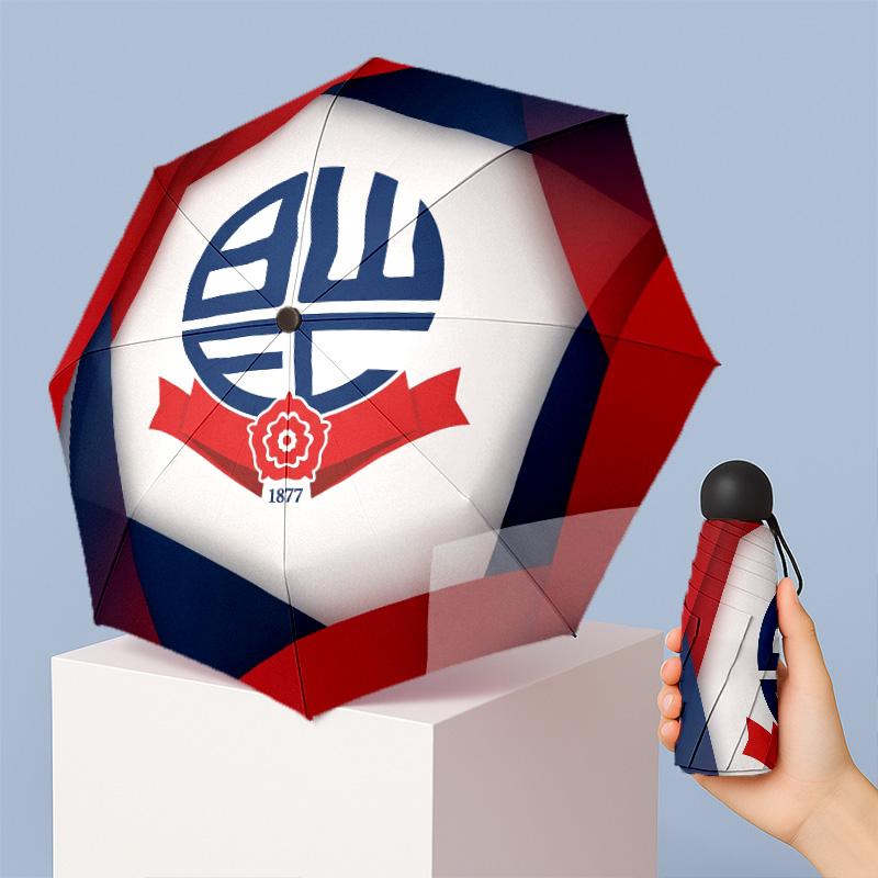Bolton Wanderers FC Mini 5 Fold Pocket Umbrella Compact Lightweight Anti UV Rain Sun Protection Umbrella Portable Travel Umbrella
