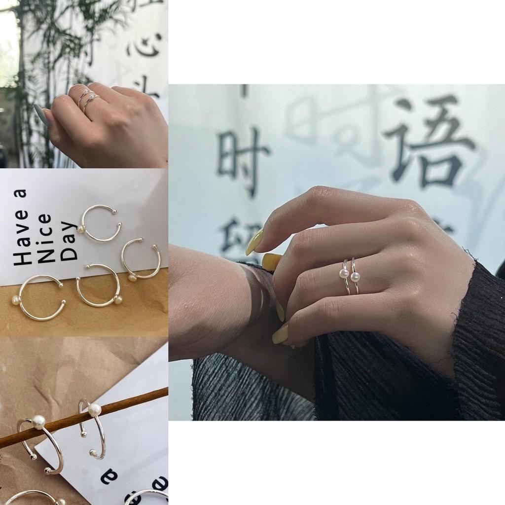 Style Unique Korean Pearl Adjustable Ring For Women Chic Geometric Design Elegant Minimalist Jewelry Copper