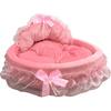 Princess Pet Bed with Bows Ruffled Lace Design Soft and Beautiful Dog Sofa Detachable Cushion Princess Nest