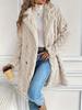 Double-Breasted Plush Cardigan Coat for Women - Mid-Length with Pockets and European-American Style