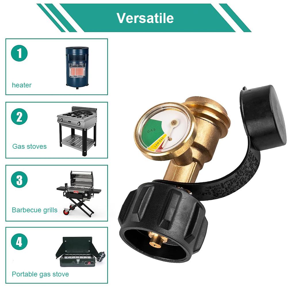 Propane Tank Gauge Level Indicator Color Coded Universal Propane Gauge Gas Pressure Meter Brass Propane Gas Gauge for BBQ Grill