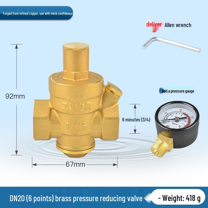 Adjustable Brass Water Pressure Reducing Valve for Heaters & Purifiers