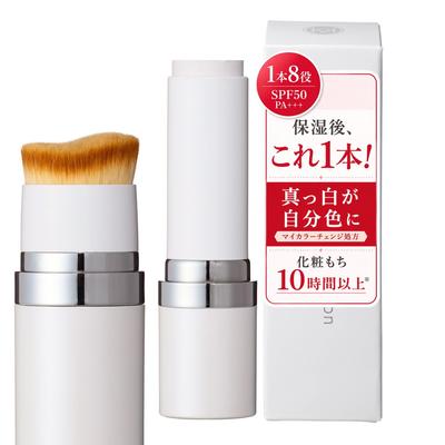 KAMIKA Silky Stick Foundation with 1 Piece A Pure White Foundation That Adapts To Your Skin Brush, White, SPF50/PA+++ Tone.