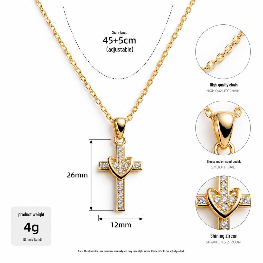 S925 Sterling Zilver Diamant Kruis Choker Ketting - Douchebestendig, Amerikaanse Hip Hop Stijl