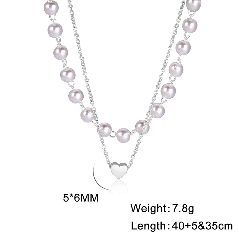 Xiaomi Skyrim Tiny Heart Choker Necklaces Stainless Steel Double Layered Beads Chain Necklace Women Aesthetic Jewelry Mother Day Gift