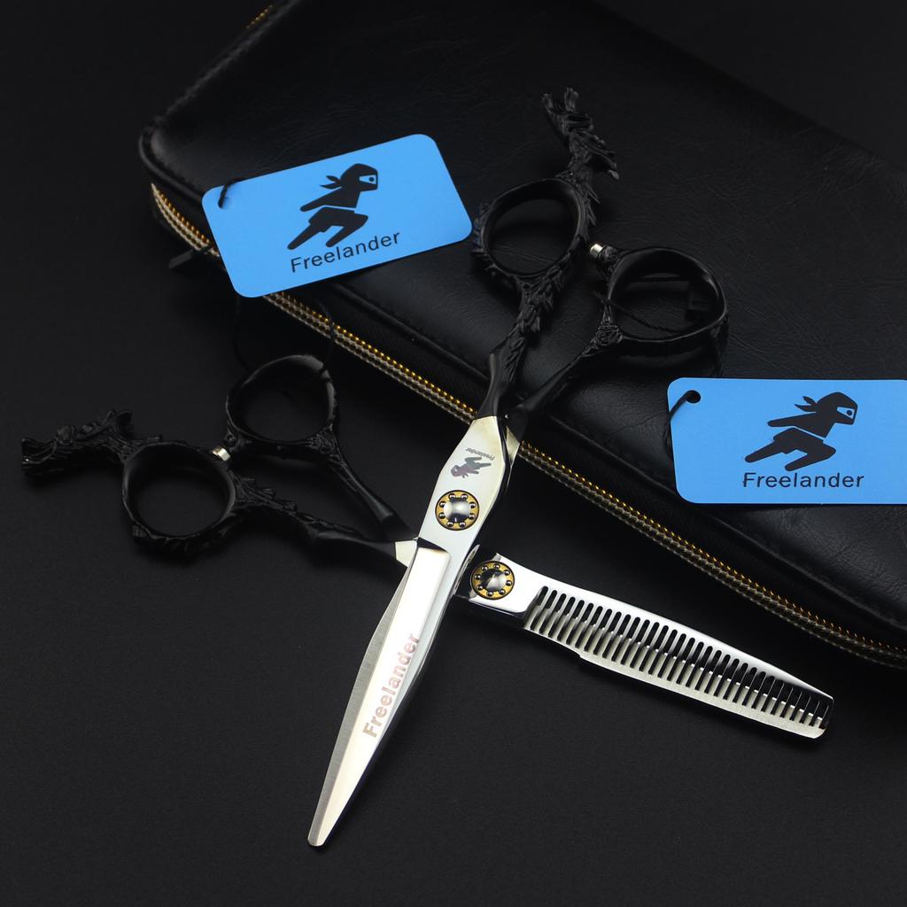 6.0 Inch Black Handle Sword Type, Tail Dragon Handle Hair Scissors, Hair Scissors, Flat Scissors, Tooth Scissors, Thin Scissors