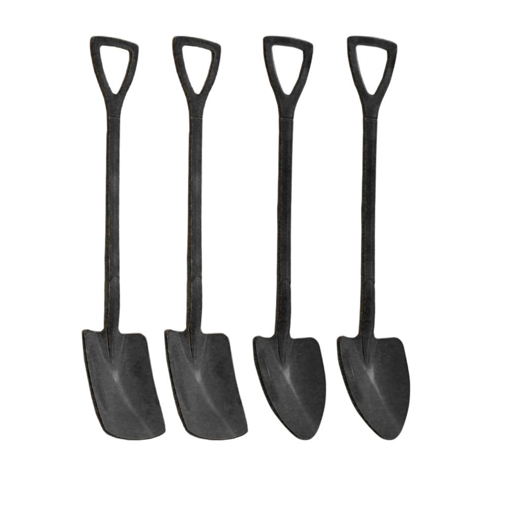 Dinnerware Gold Retro Shovel Flat Coffee Tea Ice Cream Spoons Gift Creative Bar Stainless Steel 304 Dessert Spoon Set Housewares