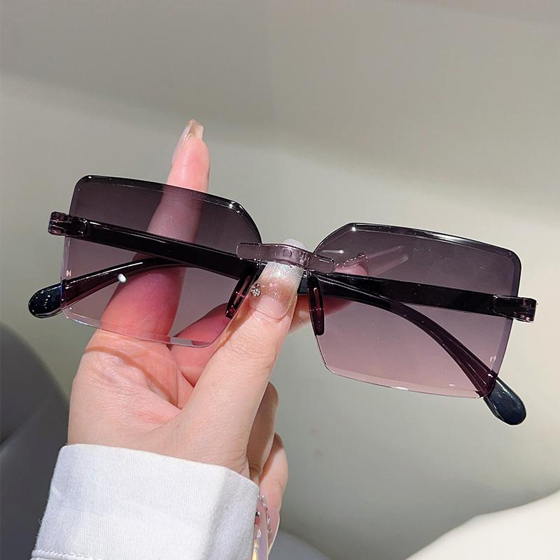 Rimless Square Sunglasses Fashion Vintage Gradient Outdoor Sun Glasses Women  Ins Trendy Brand Design Decor Shades