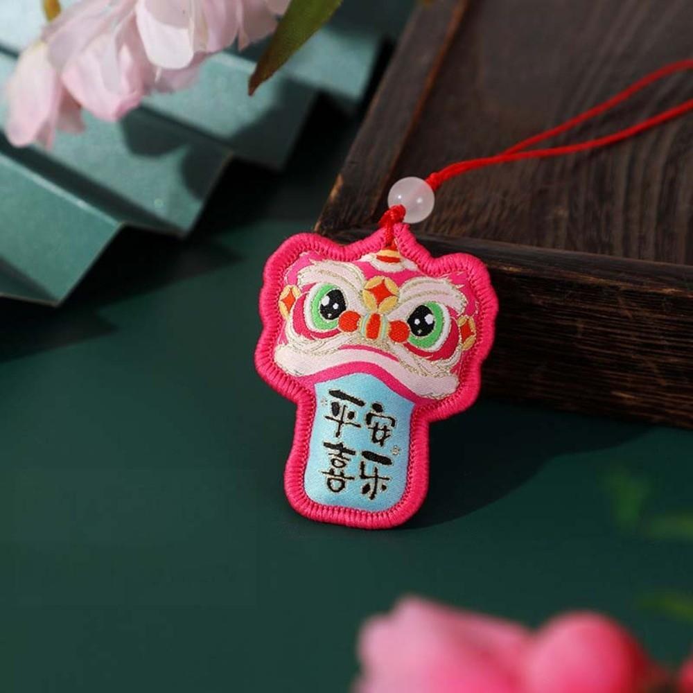 Chinese Style Lion Dance Embroidered Pendant Awakened Lion Hanging Decoration Cultural Gift