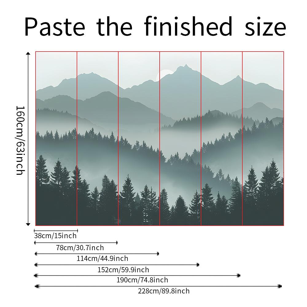 Fun-L037 Misty Forest Bedroom Living Room Home Background Wall Landscaping Decorative Wall Stickers