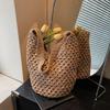 Women Knitting Shoulder Bag Hollow Out Beach Bag Large Capacity Aesthetic Tote Handbag Ladies Daily Handbag CLE