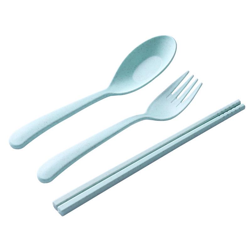 Wheat Straw Tableware Set: Chopsticks, Spoon, Fork with Cute Portable Box